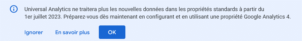 Message Google Analytics 4